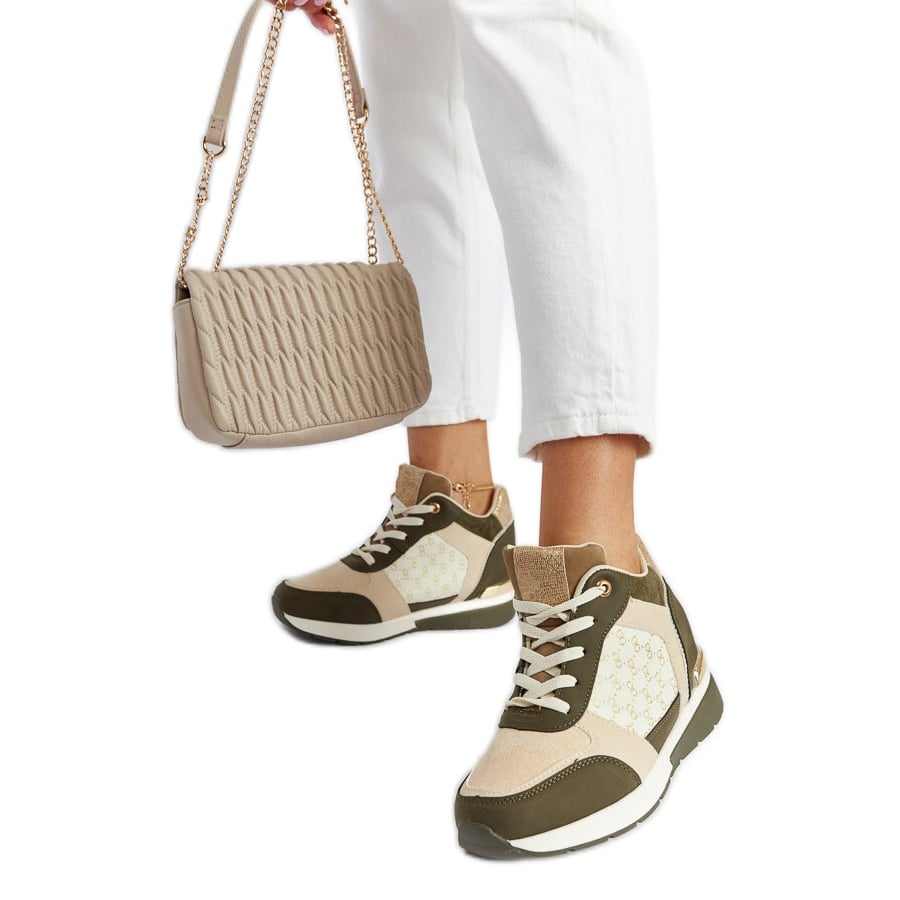 Zielone sneakersy na koturnie Chestnut