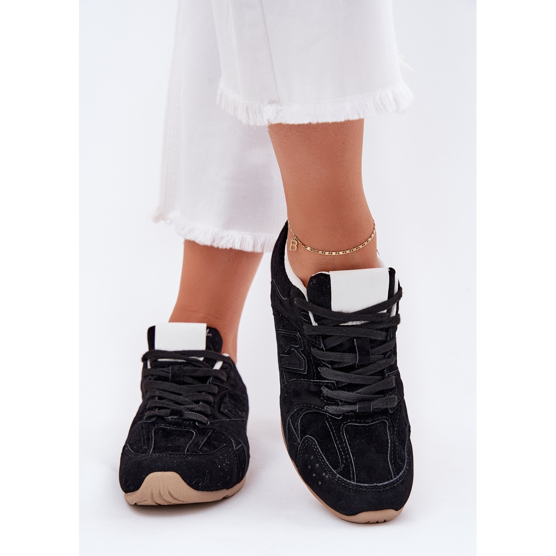 Buty Sportowe Damskie Z Eko Zamszu Czarne