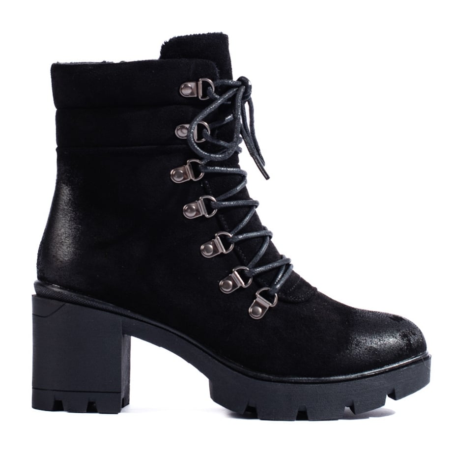 Ocieplane workery damskie Shelovet z zamszu ekologicznego czarne