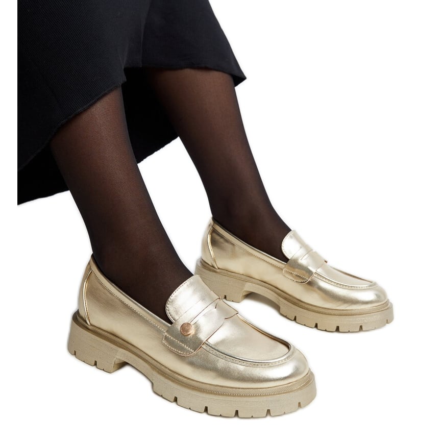Złote mokasyny Eko skórzane Mladenka złoty