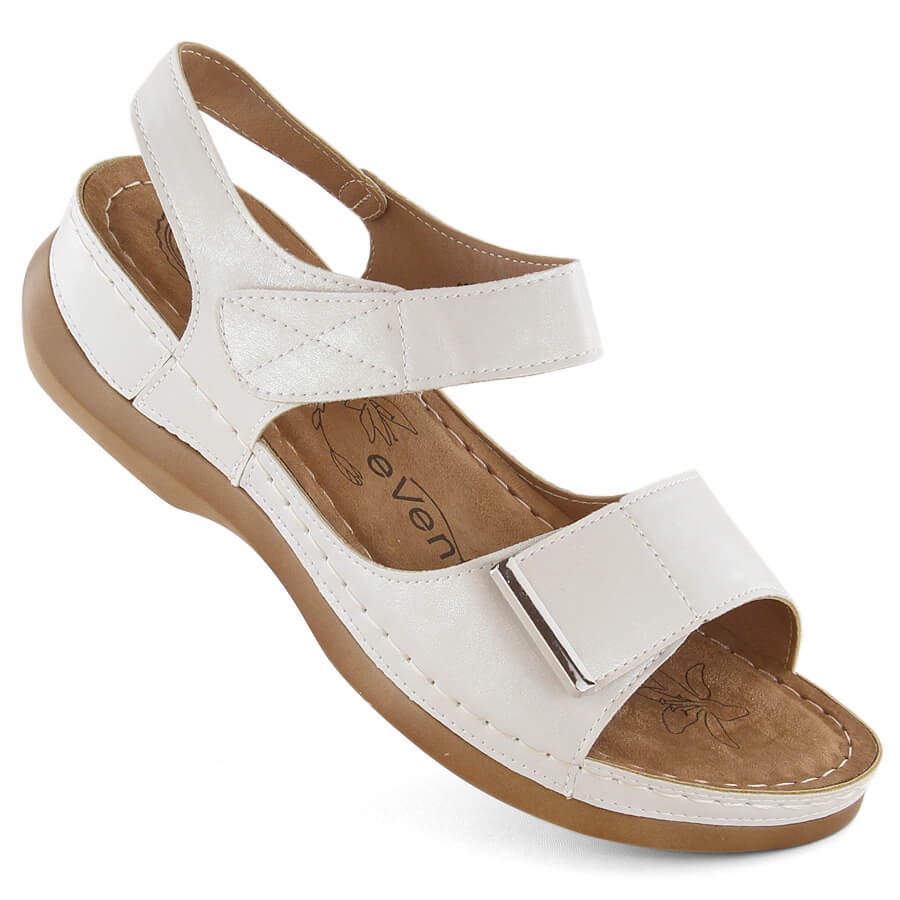 Sandały damskie komfortowe na rzepy srebrne eVento 0146 srebrny