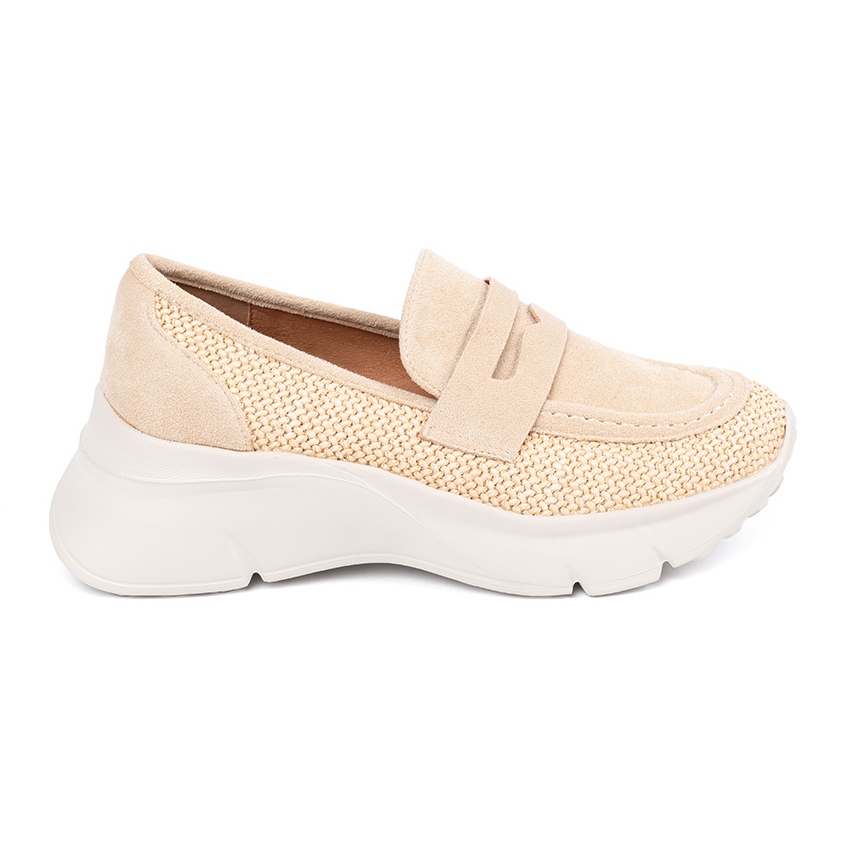 Seastar Jasnobeżowe półbuty na grubej podeszwie beżowy