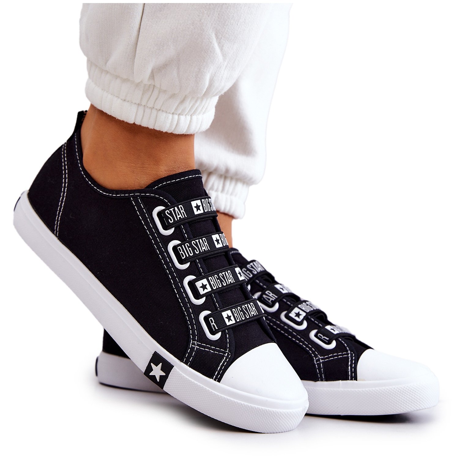 Damskie Trampki Ze Ściągaczami Big Star HH274098 Czarne