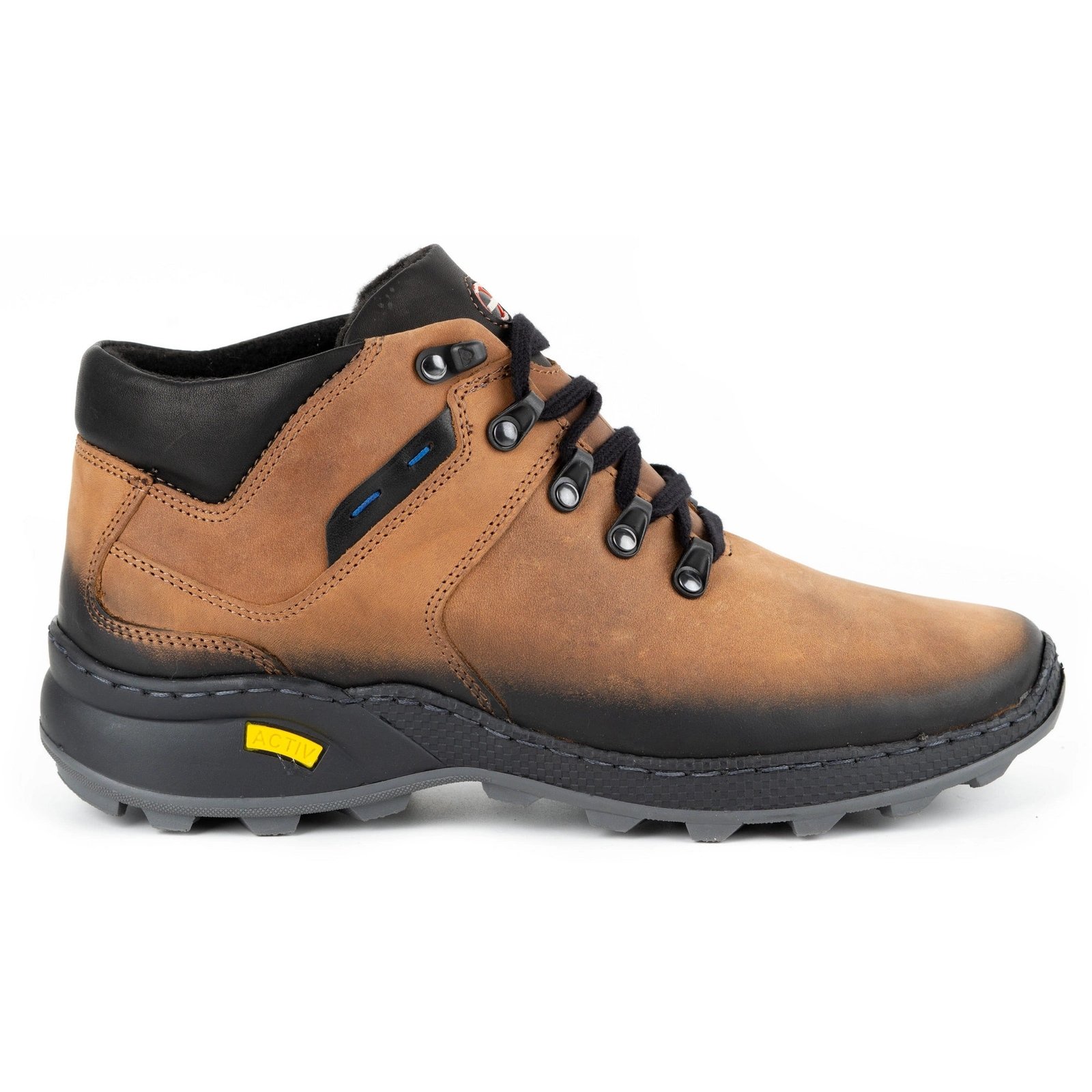 Olivier Buty męskie ocieplane skórzane 895MA rude pomarańczowe