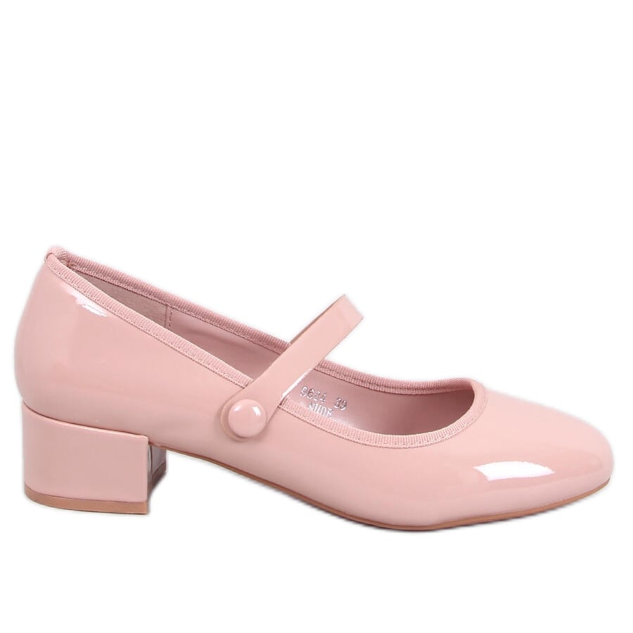 Lakierowane baleriny na obcasie Weinis Nude beżowy