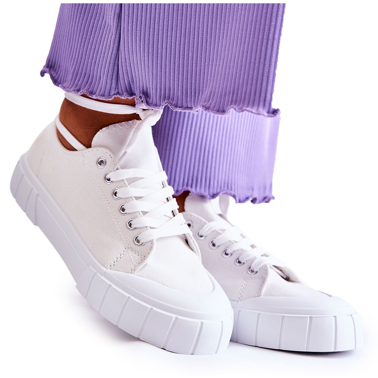 PS1 Damskie Trampki Na Platformie Białe Comes