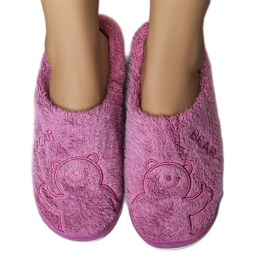 BM Ciemnoróżowe miękkie kapcie Smile Bear