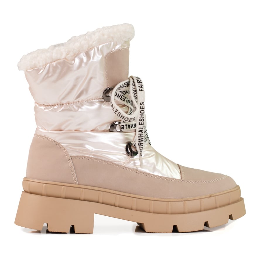 Beżowe śniegowce damskie z futerkiem Shelovet beżowy