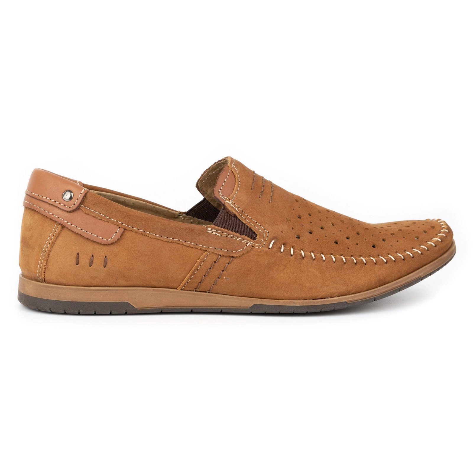 KOMODO Buty męskie mokasyny 876 lato camel wielokolorowe