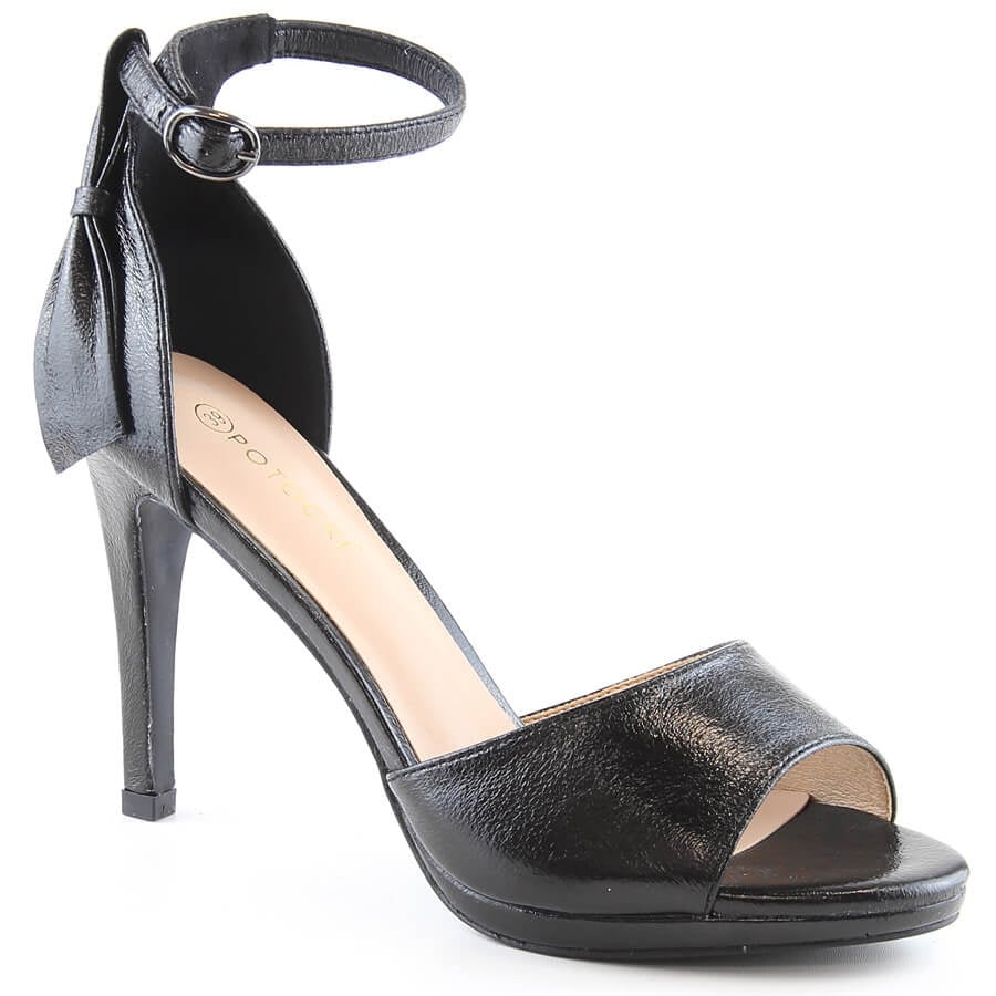 Sandały szpilki lakierowane czarne Potocki YQ21037