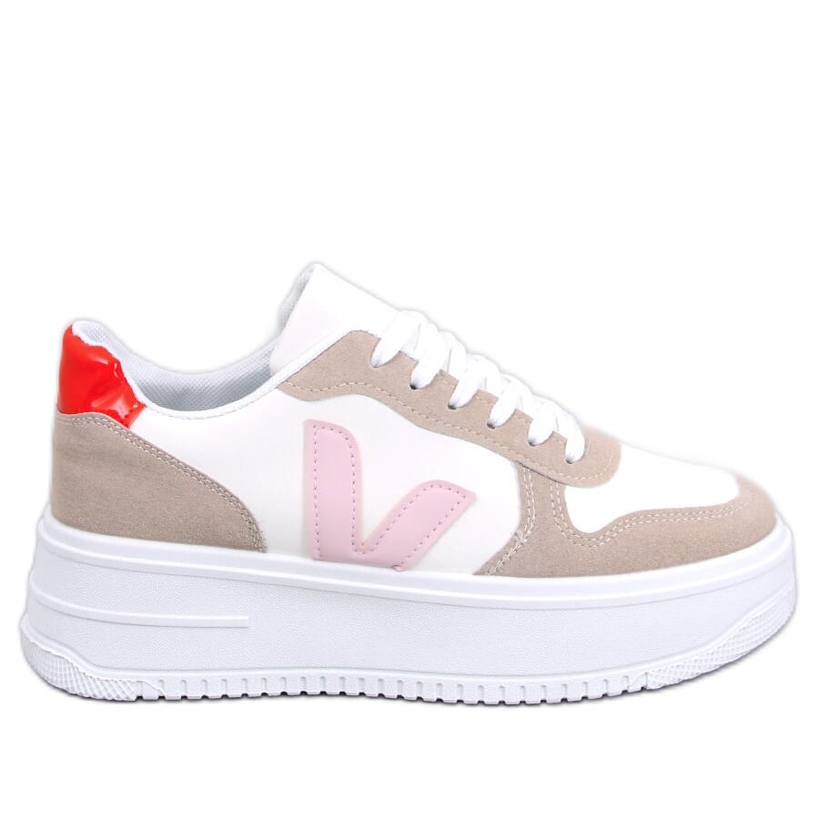 Sneakersy damskie Pyles WHITE/PINK białe