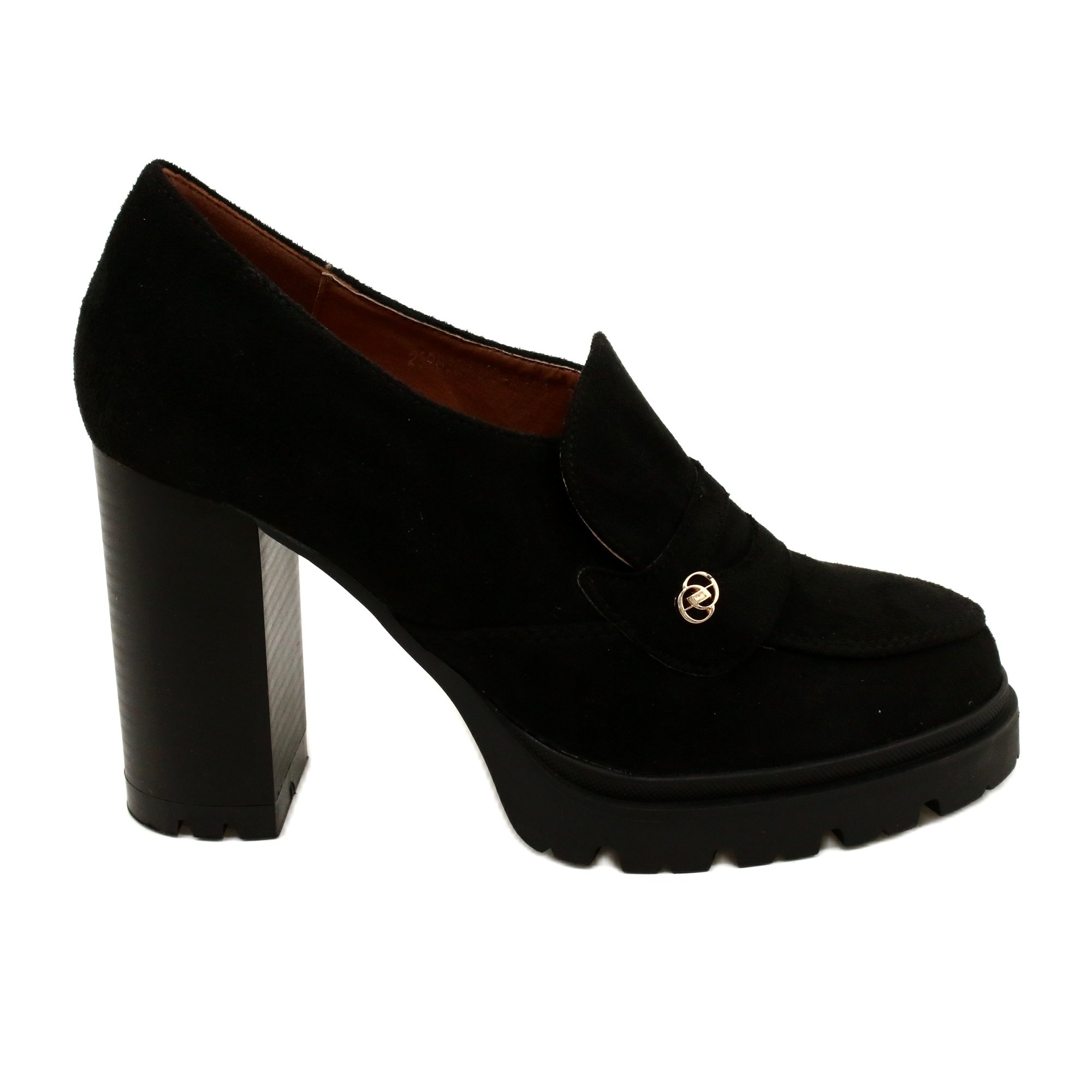 Evento Modne Mokasyny Na Platformie I Słupku Czarne