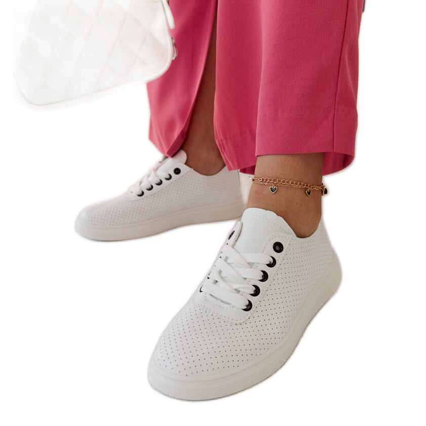 Białe trampki eko-skórzane Sandrine