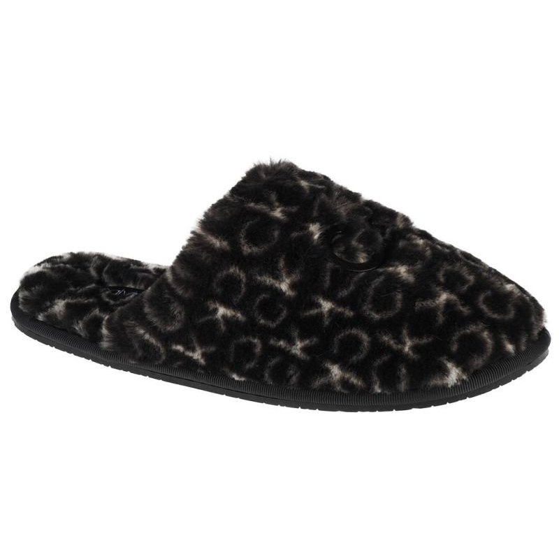 Kapcie Calvin Klein Slipper Mule Fur Mono W HW0HW00536-0GK czarne szare