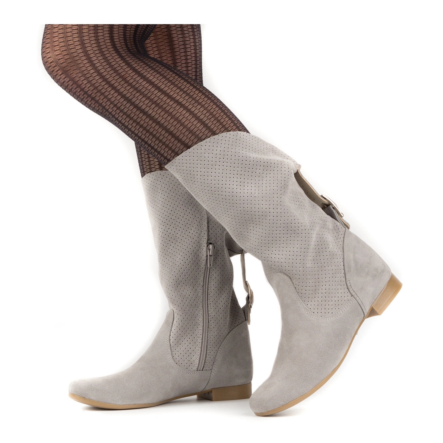 Olivier Ażurowe botki Elena szare