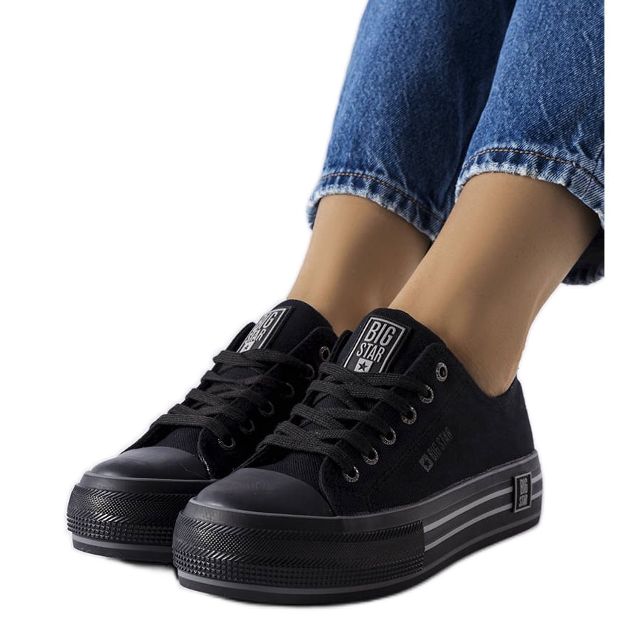 Czarne trampki na platformie Big Star LL274184