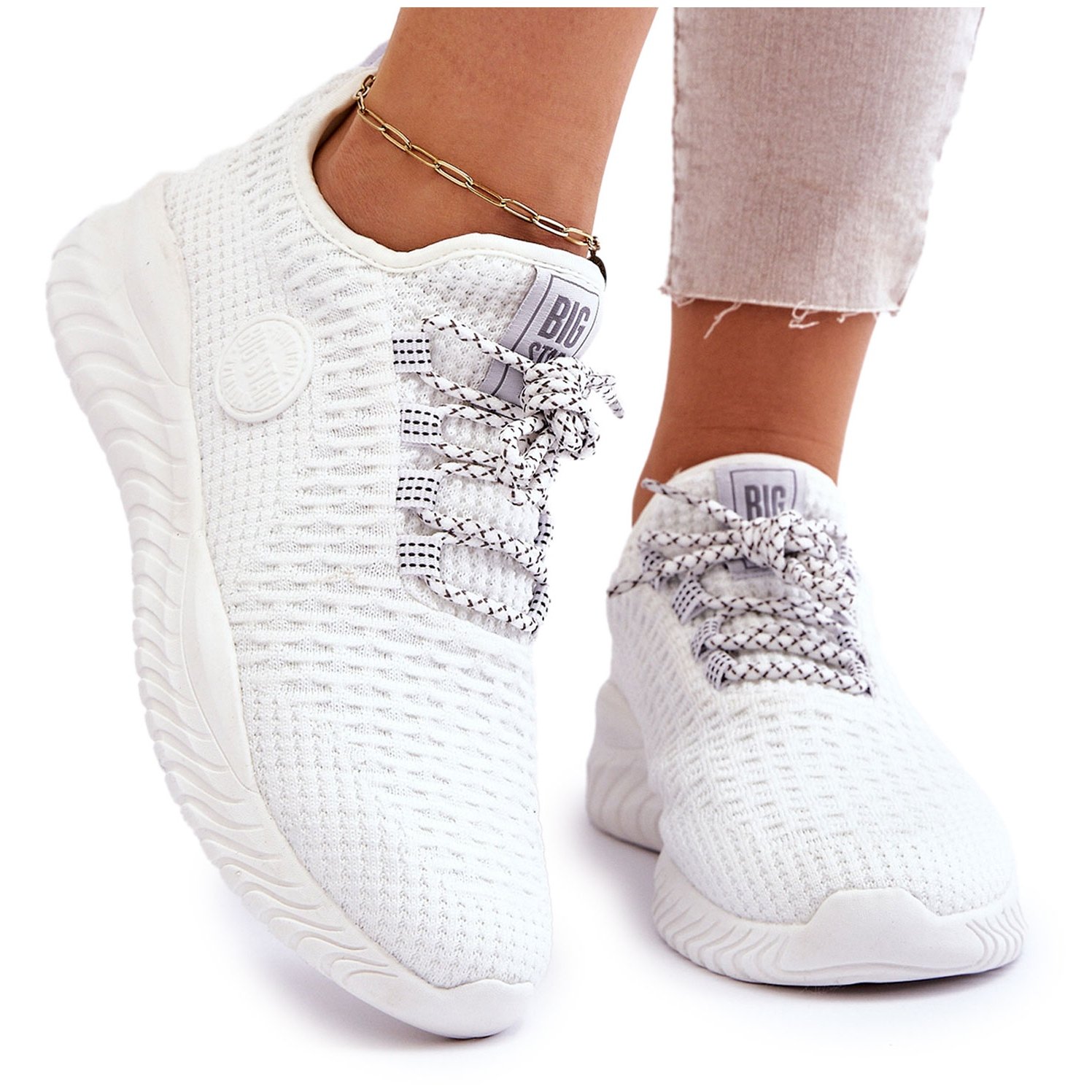 Damskie Sportowe Buty Memory Foam Big Star HH274296 Białe