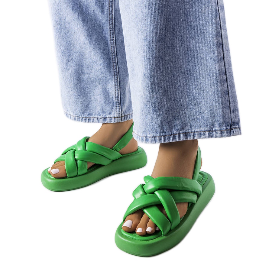 Zielone klapki na platformie Primeau