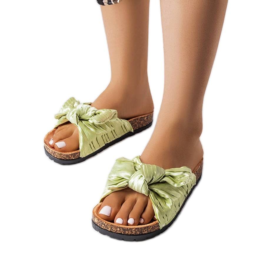 Zielone klapki z kokardą Duplanty