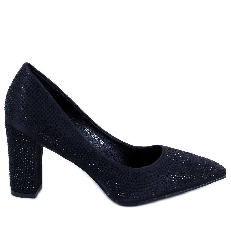 BM Czółenka na obcasie z kamieniami Marisa Black czarne