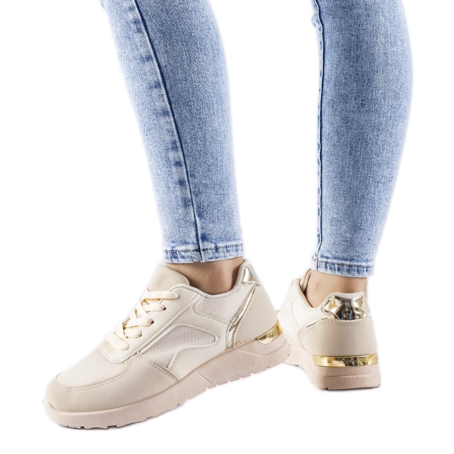 Beżowe sneakersy z łączonych materiałów Gallo beżowy