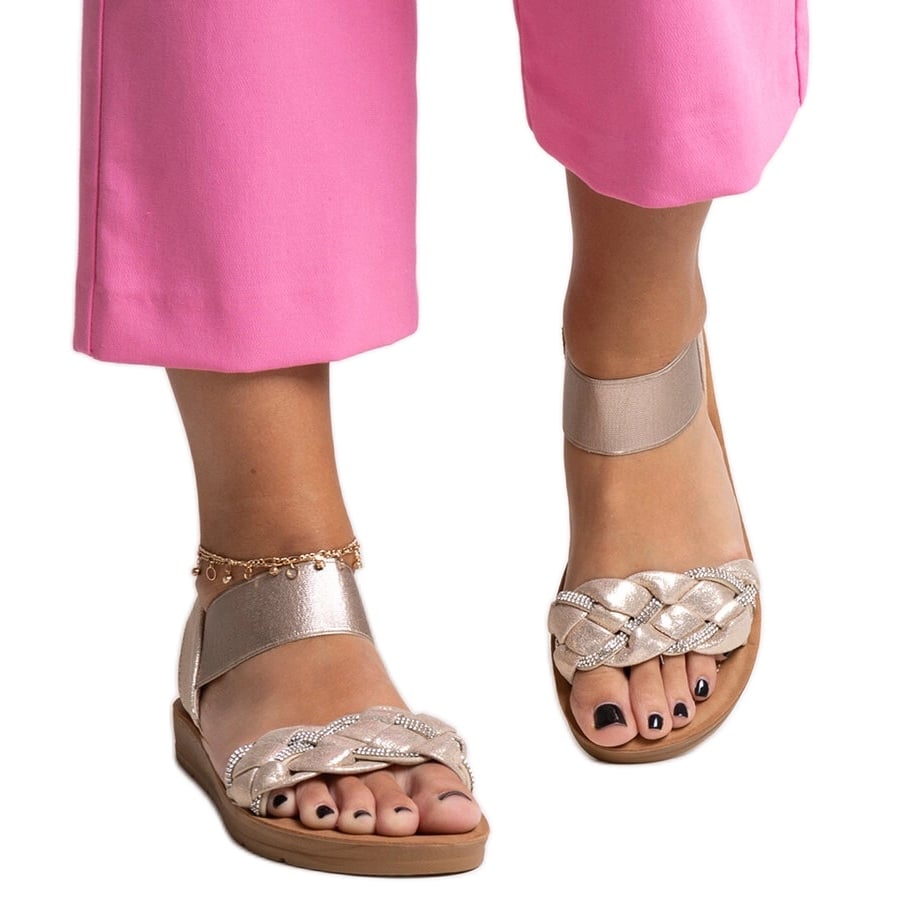 Złote sandałki Aldona złoty