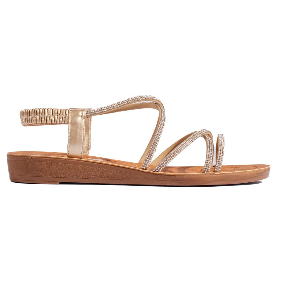 Wsuwane złote sandały z cyrkoniami złoty