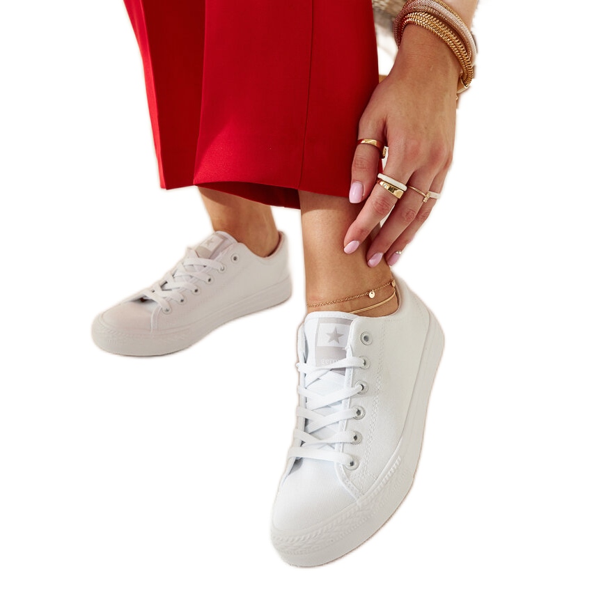 Białe materiałowe trampki Rocky