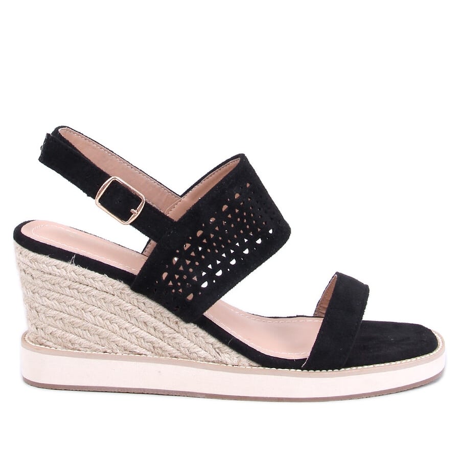 Sandałki espadryle na koturnie Debeve Black czarne