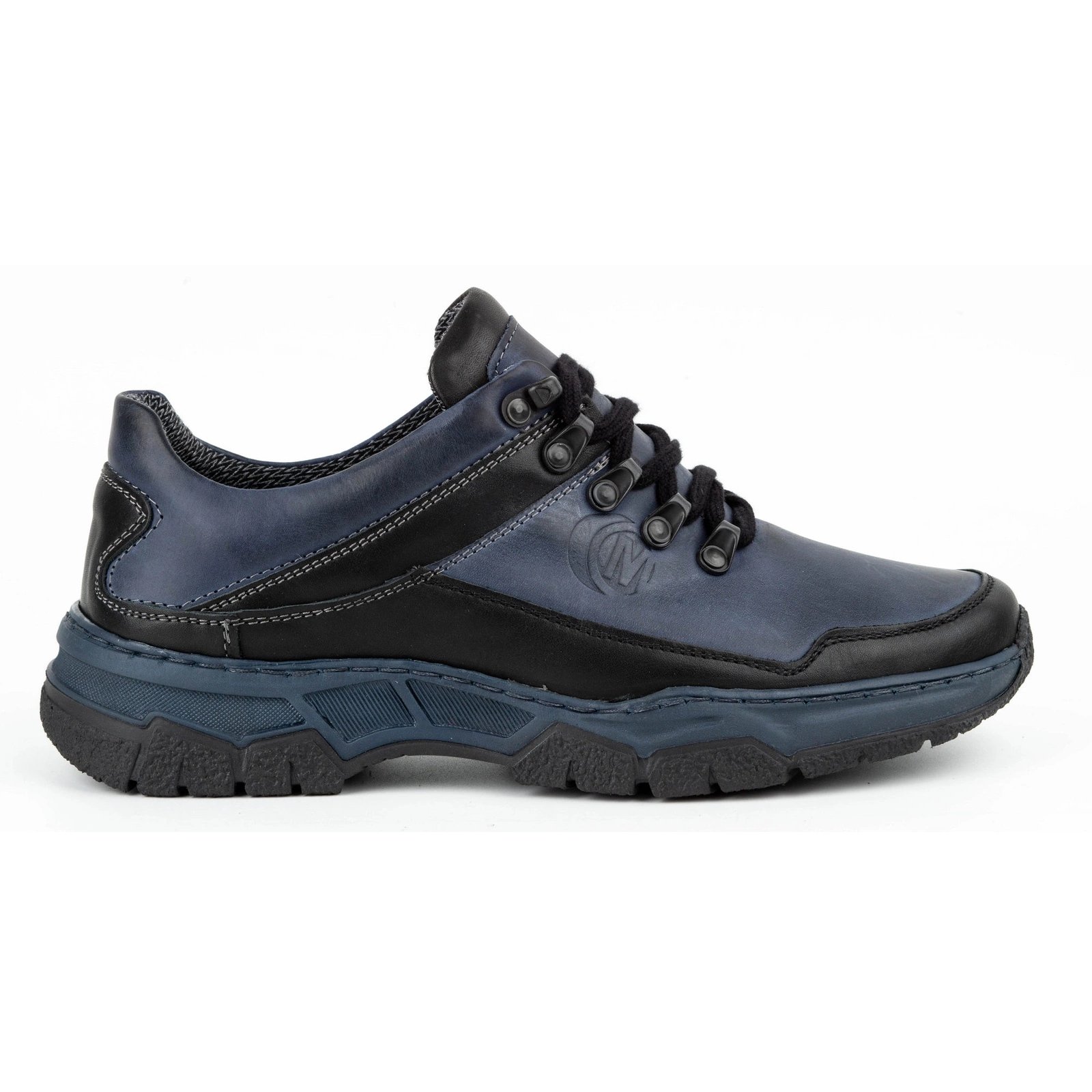 Olivier Buty Męskie skórzane casual 842MA granatowe niebieskie