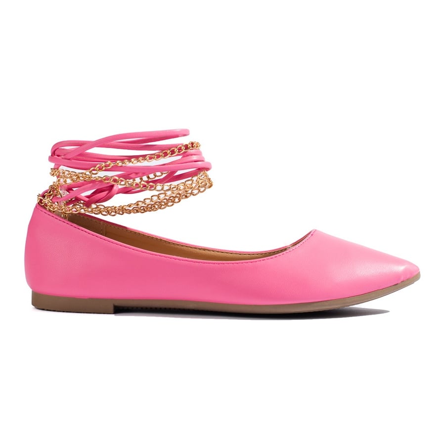 Baleriny damskie Shelovet różowe z łańcuszkami