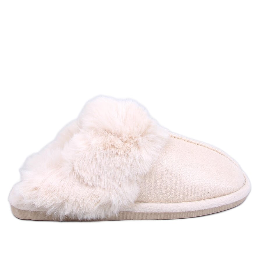 Kapcie damskie z futerkiem Otteys Ecru beżowy