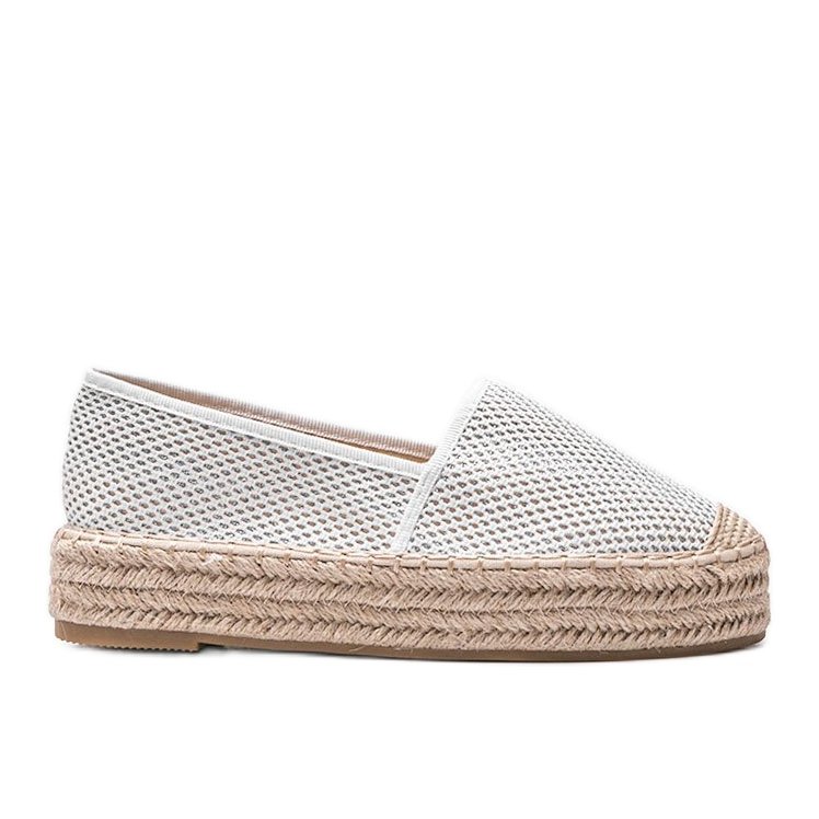 Białe espadryle na grubej podeszwie Lia