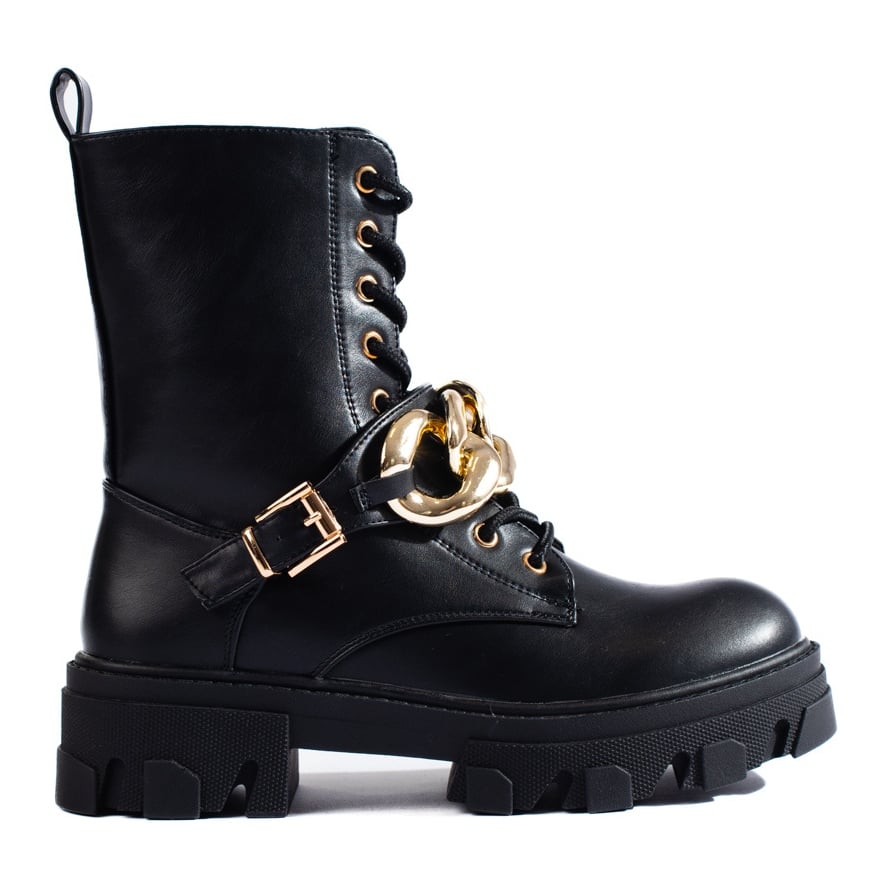 Diamantique Czarne workery na platformie