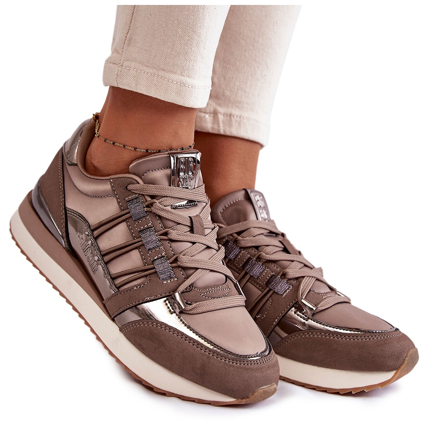 BIG STAR SHOES Damskie Modne Buty Sportowe Big Star KK274112 Ciemnoszare