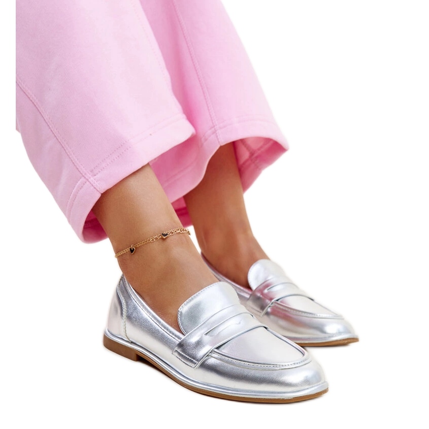 Srebrne klasyczne mokasyny Nasia srebrny