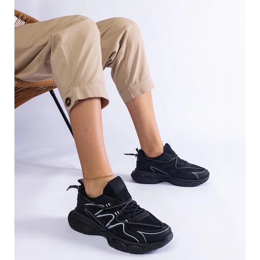 D/CEO Czarne damskie sneakersy na masywnej podeszwie Colunga