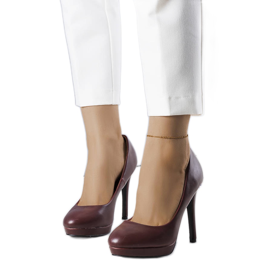 PA1 Bordowe czółenka na szpilce Santino czerwone