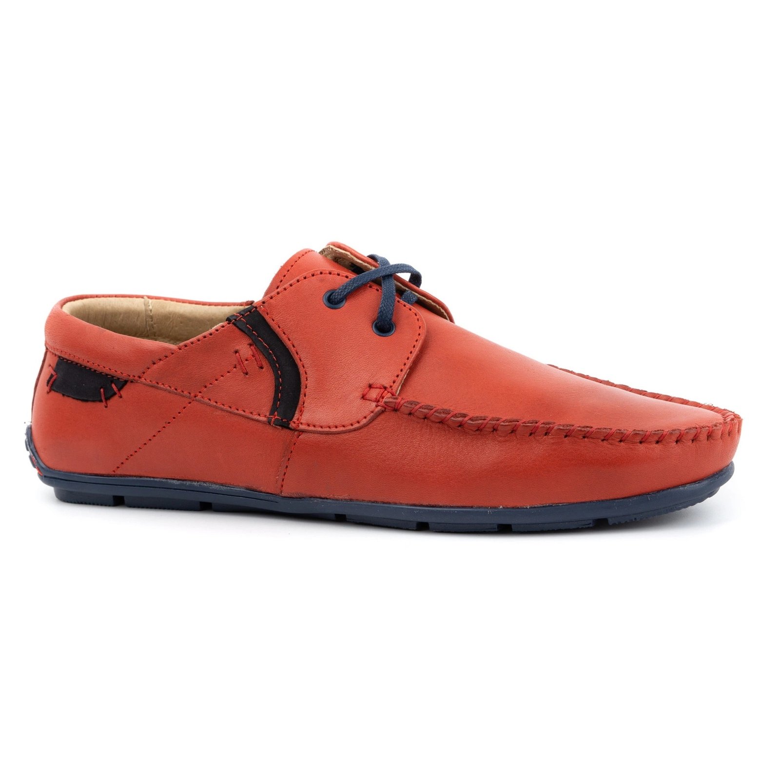 Olivier Mokasyny męskie skórzane 297 czerwone