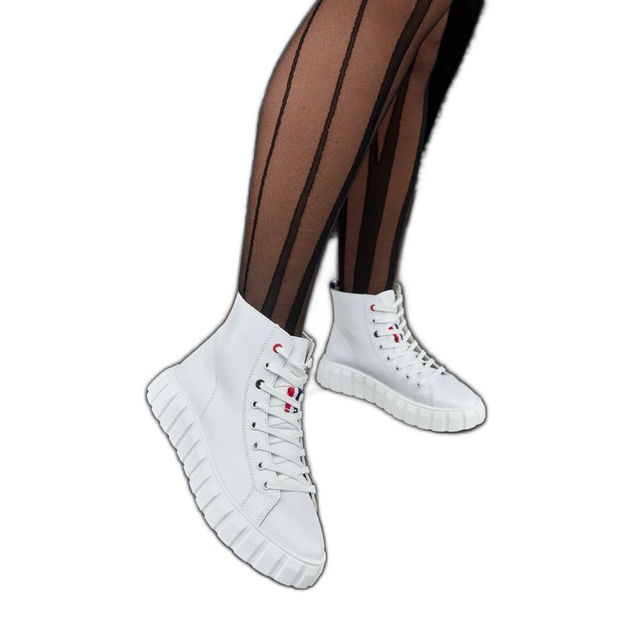 Inna Białe długie skórzane trampki Carassai