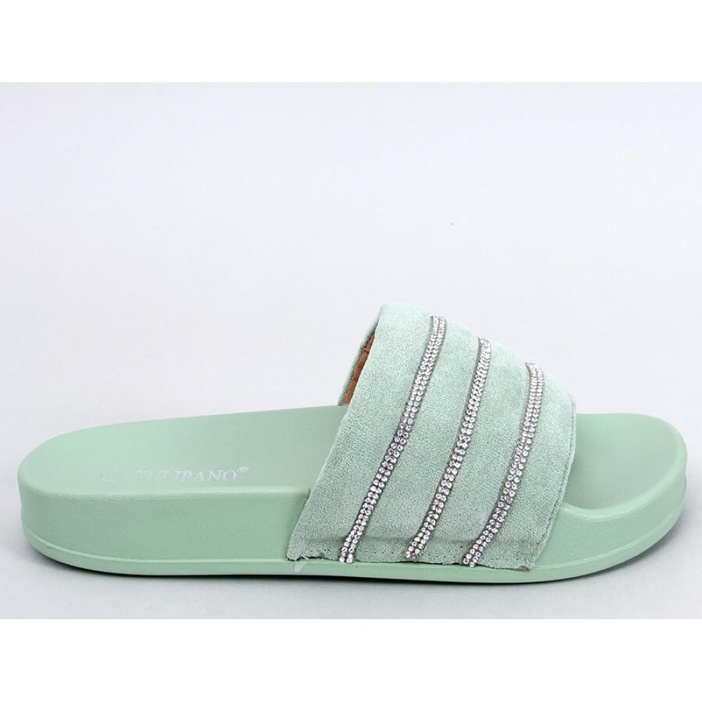 Klapki z cyrkoniami Green zielone