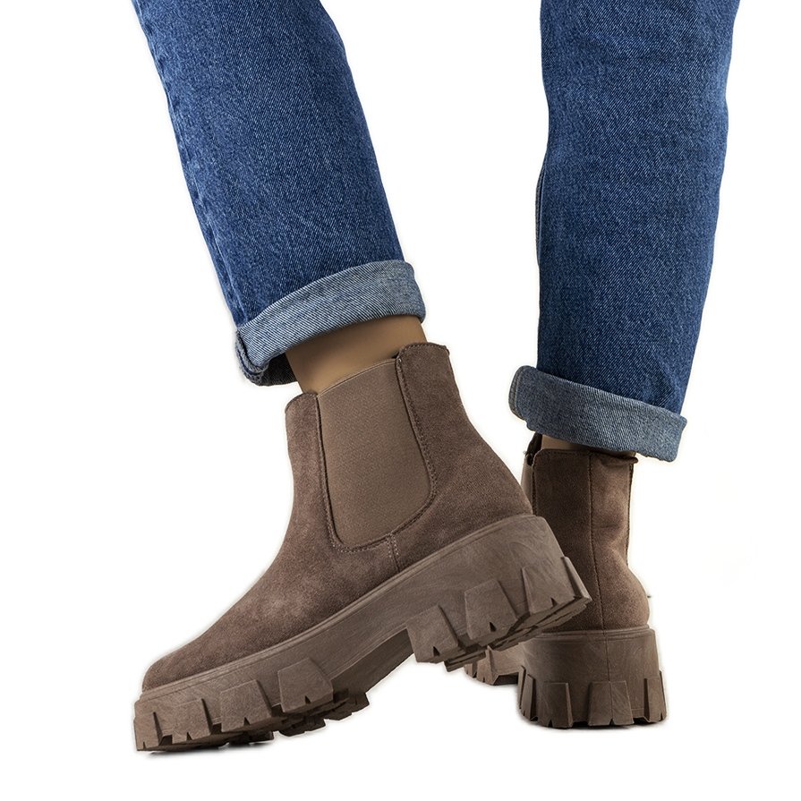 Brązowe botki damskie Mooca