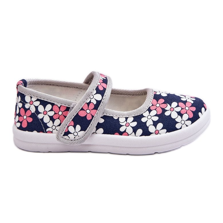 Dziecięce Baleriny W Kwiatuszki Granatowo-Szare Noah niebieskie
