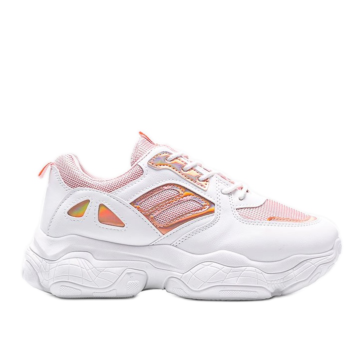 Biało różowe sneakersy na grubej podeszwie Annette białe wielokolorowe