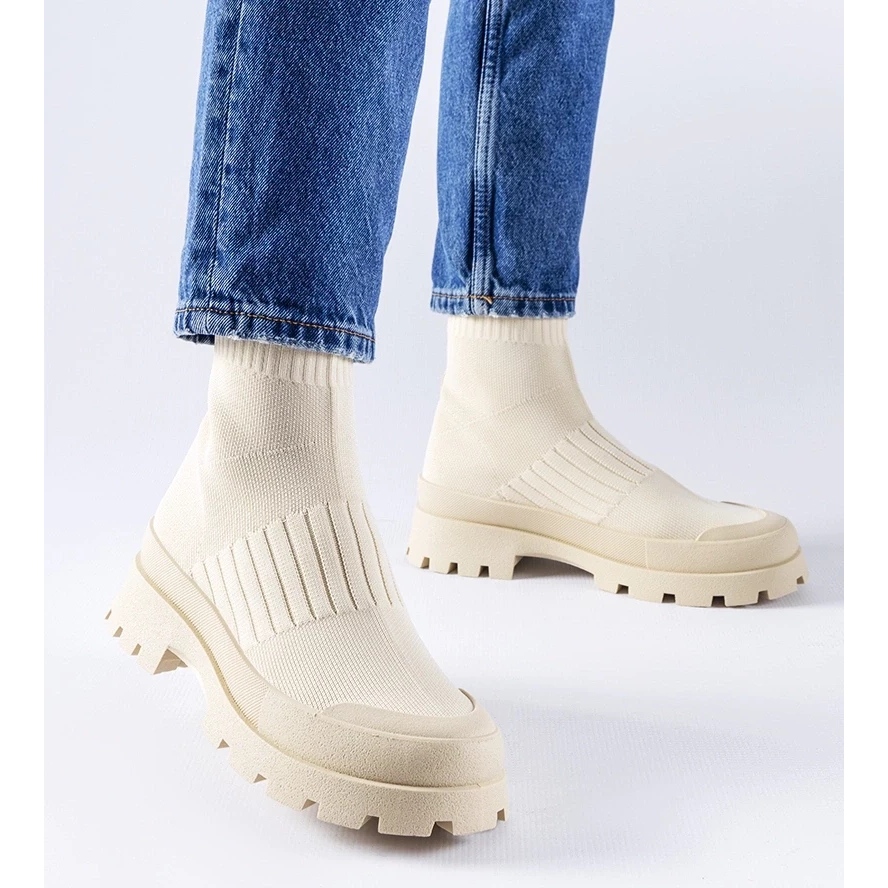 D/GMR Beżowe sneakersy z elastyczną cholewką Varden beżowy