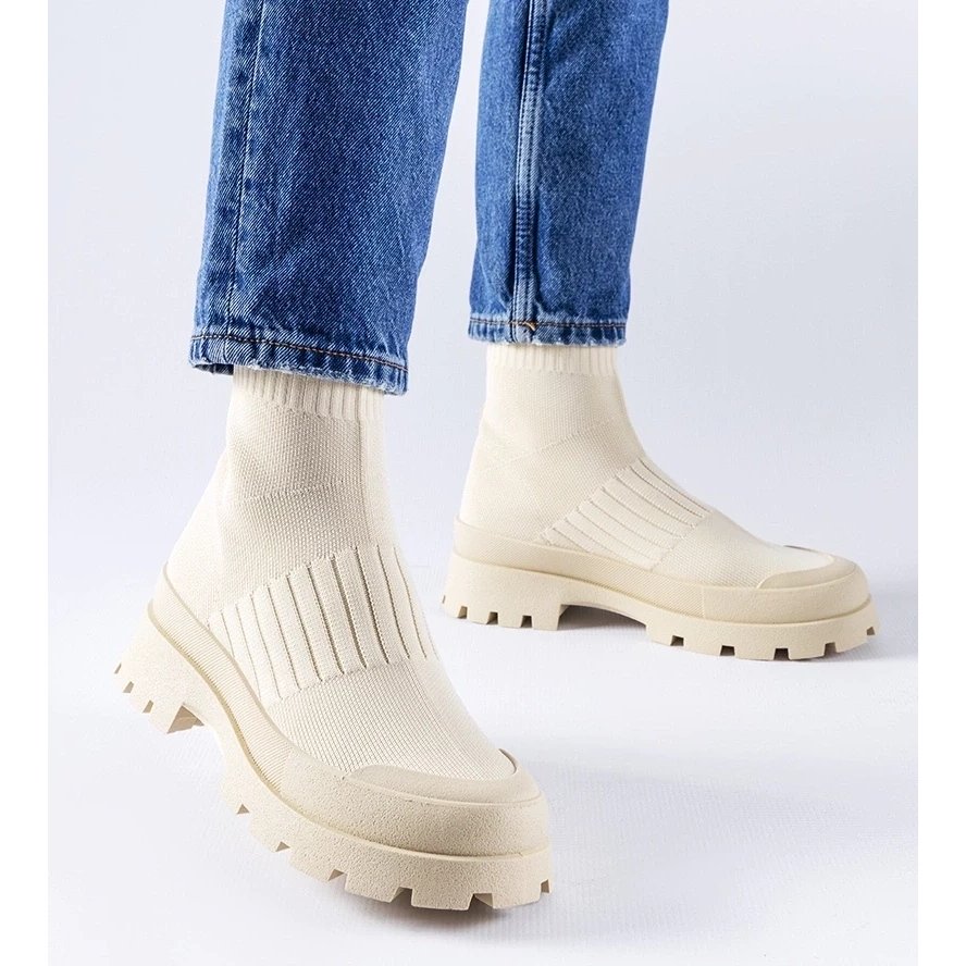 D/GMR Beżowe sneakersy z elastyczną cholewką Varden beżowy