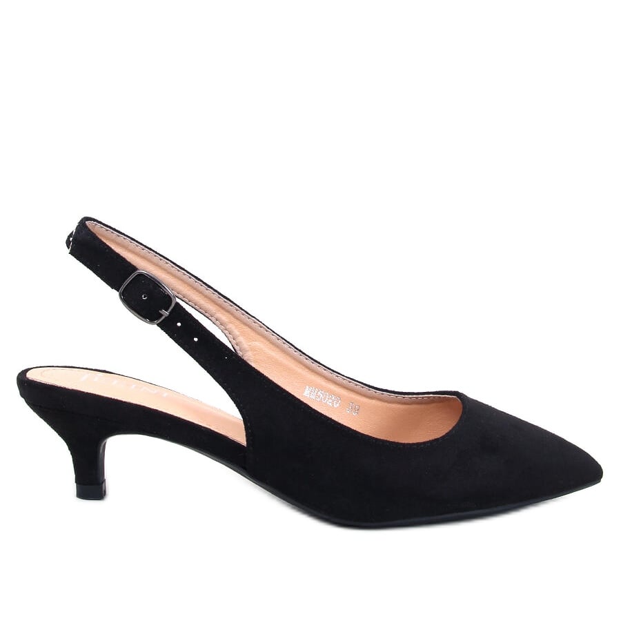 Niskie szpilki z odkrytą piętą Malloi Black czarne