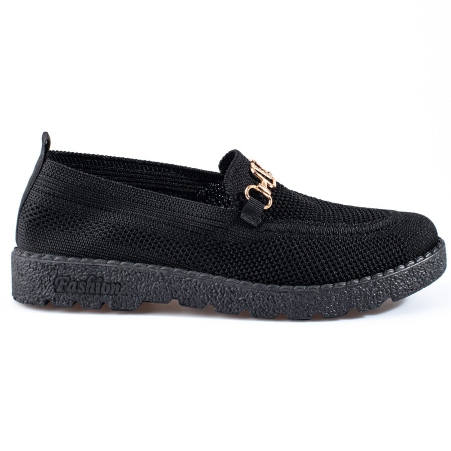 Tekstylne mokasyny damskie Shelovet czarne