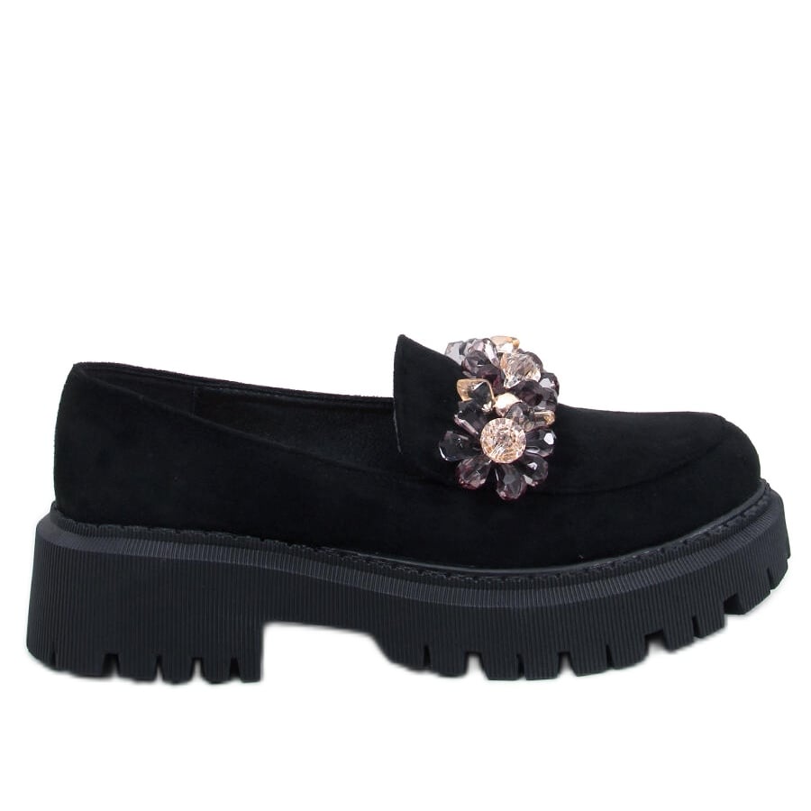 Mokasyny z kryształkami Heidi Black czarne