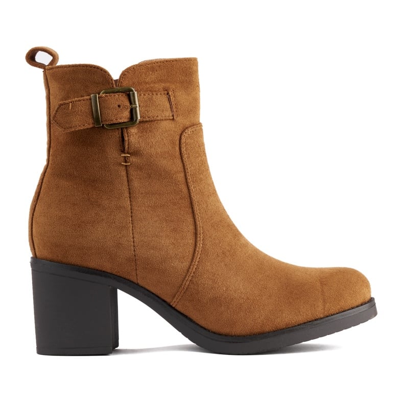 Brązowe botki damskie na słupku